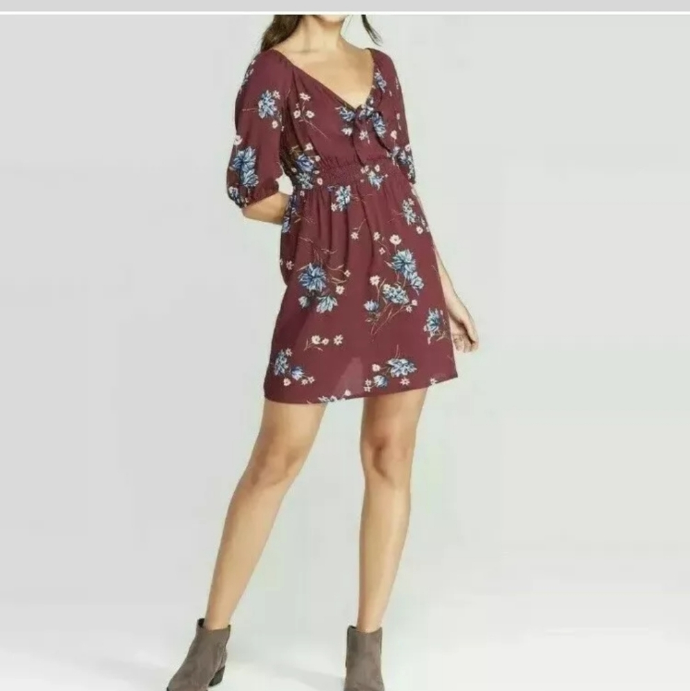 xhilaration plum floral mini dress large